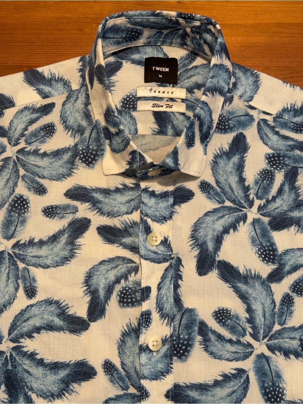 Tween Slim Fit Blue Floral Button-Up Shirt